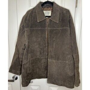 Boston Harbour Jacket Mens 2XL Brown Genuine Leather Zip Front Outdoorwear